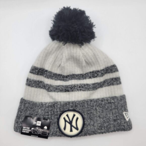 New Era Other - New York Yankees Mens Womens Beanie Pom Top Gray Embroidered Patch Logo New Era